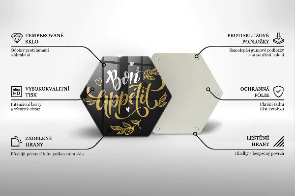 Tocător din sticlă Inscripție Bon appetit