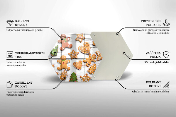 Tocător din sticlă Turtă dulce de Crăciun