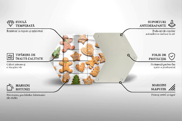 Tocător din sticlă Turtă dulce de Crăciun