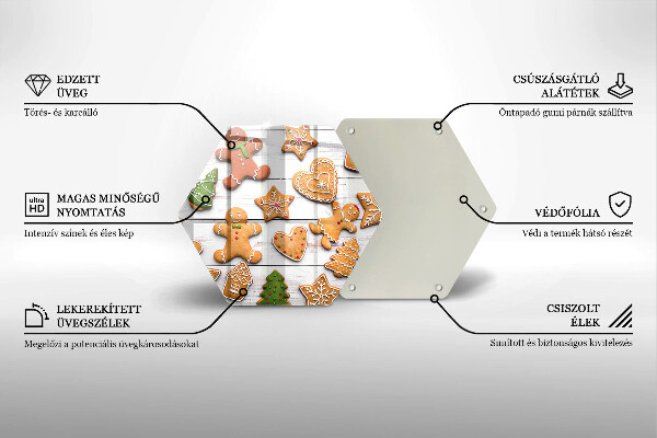 Tocător din sticlă Turtă dulce de Crăciun
