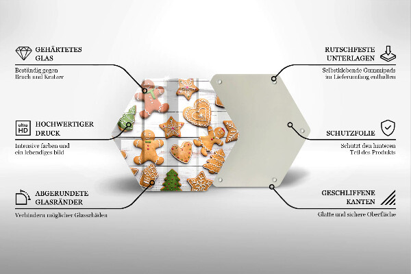 Tocător din sticlă Turtă dulce de Crăciun