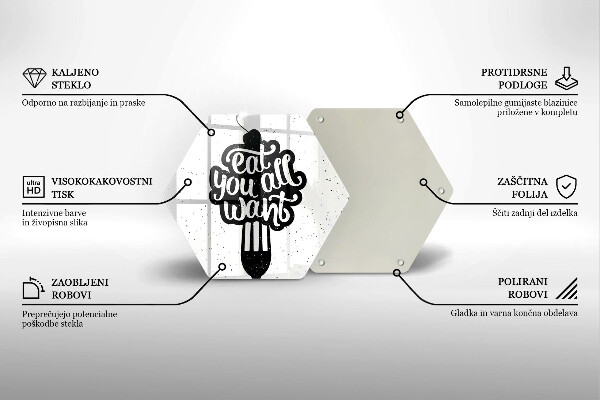 Tocător din sticlă Inscripția Eat all you want