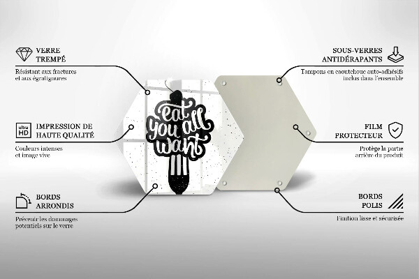 Tocător din sticlă Inscripția Eat all you want