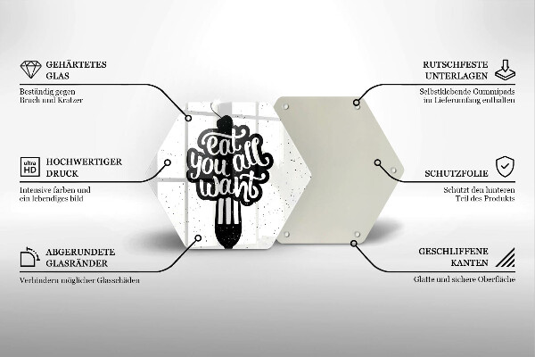 Tocător din sticlă Inscripția Eat all you want