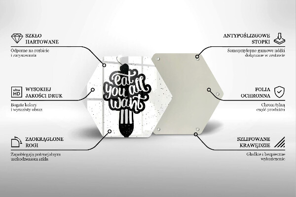 Tocător din sticlă Inscripția Eat all you want