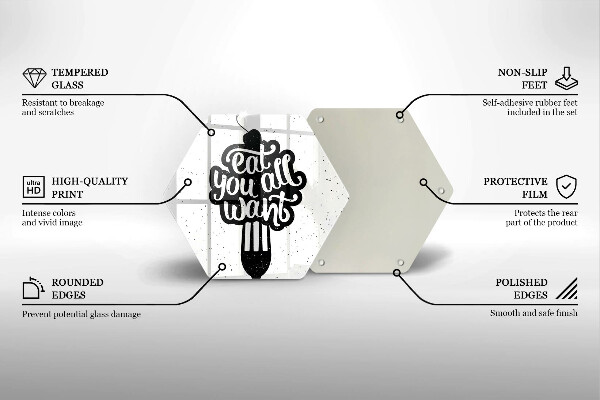 Tocător din sticlă Inscripția Eat all you want