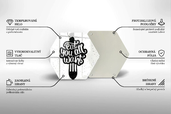 Tocător din sticlă Inscripția Eat all you want