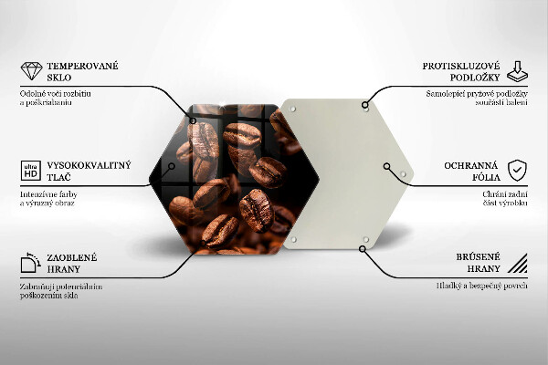 Tocător din sticlă Boabe de cafea maro