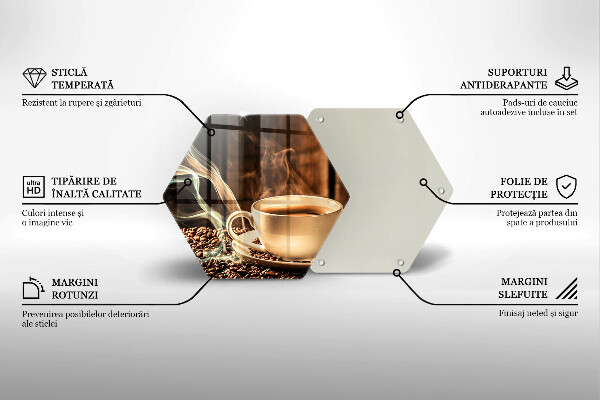 Tocător din sticlă ceașcă și boabe de cafea