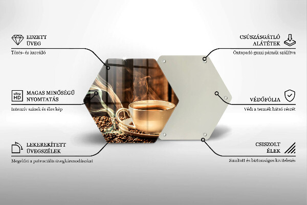 Tocător din sticlă ceașcă și boabe de cafea