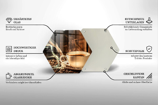 Tocător din sticlă ceașcă și boabe de cafea