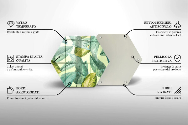 Tocător din sticlă Frunze tropicale verzi