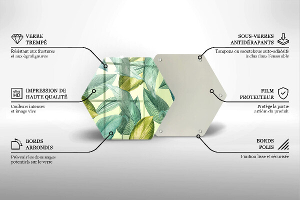 Tocător din sticlă Frunze tropicale verzi