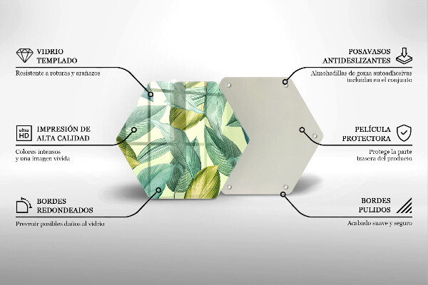 Tocător din sticlă Frunze tropicale verzi