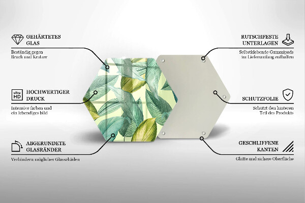 Tocător din sticlă Frunze tropicale verzi