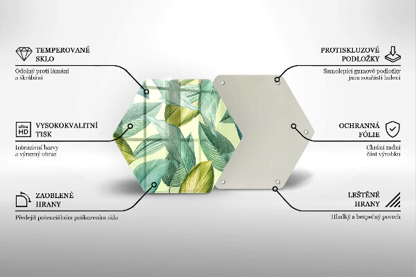 Tocător din sticlă Frunze tropicale verzi