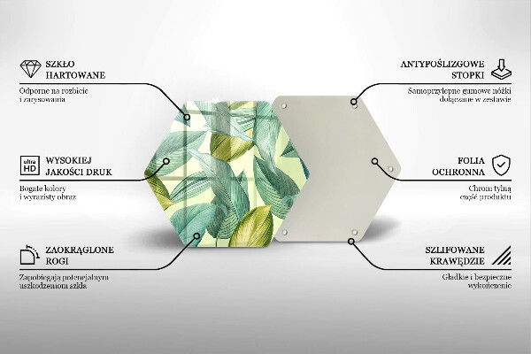 Tocător din sticlă Frunze tropicale verzi