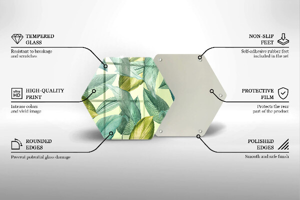 Tocător din sticlă Frunze tropicale verzi