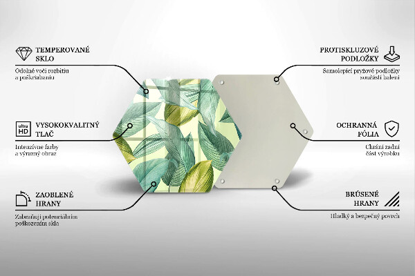 Tocător din sticlă Frunze tropicale verzi