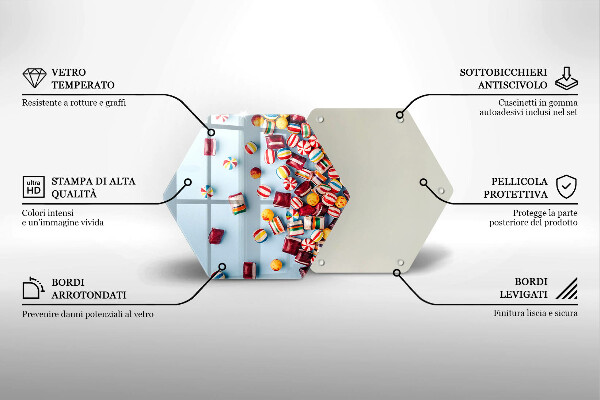 Tocător din sticlă Bomboane colorate