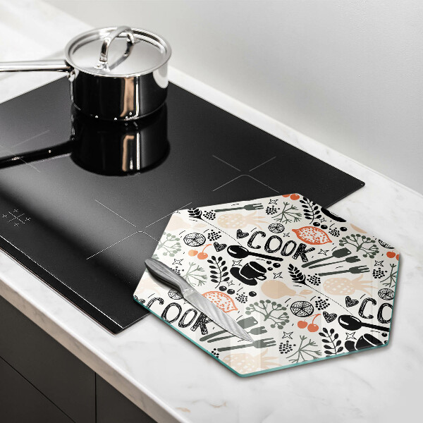 Tocător din sticlă Motiv de bucătărie din desene animate