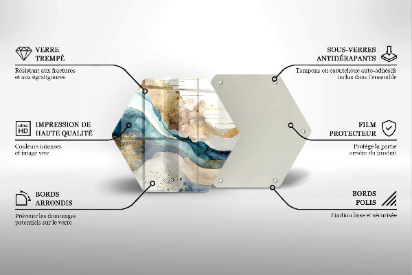 Tocător din sticlă Marmură colorată