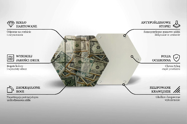 Tocător din sticlă Bani dolari