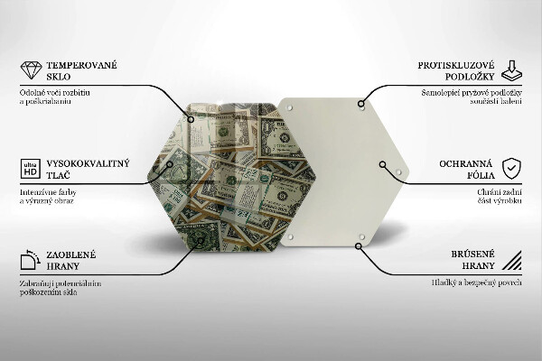 Tocător din sticlă Bani dolari