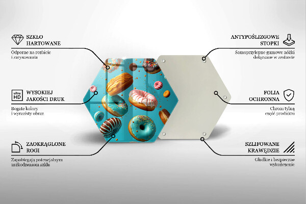Tocător din sticlă Gogoși colorate