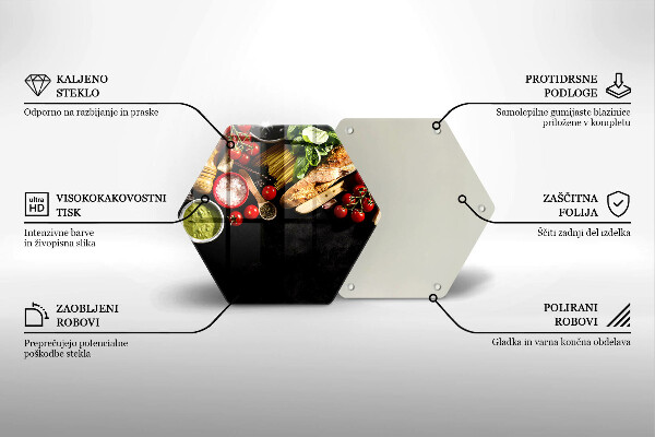 Tocător din sticlă Ingrediente și condimente italiene