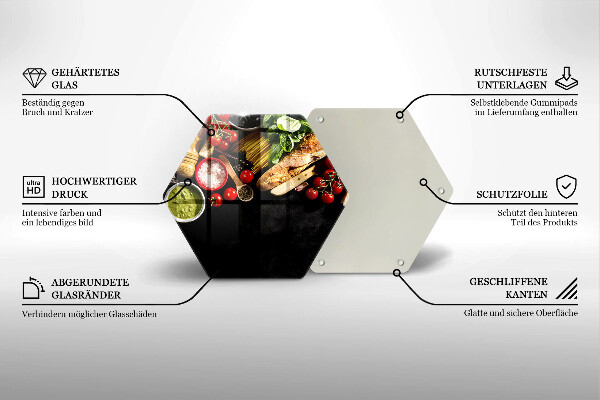 Tocător din sticlă Ingrediente și condimente italiene