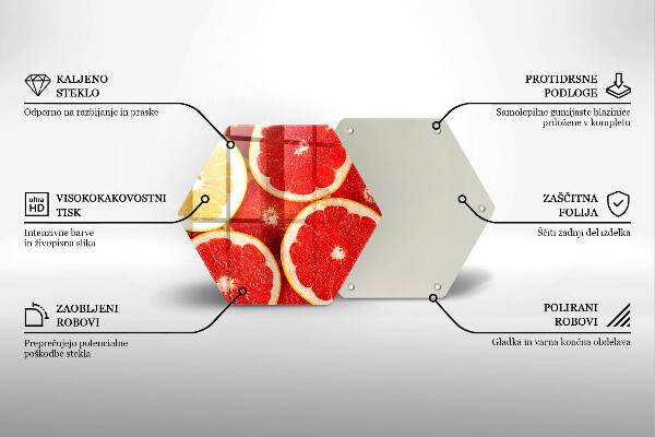 Tocător din sticlă Felii de grapefruit