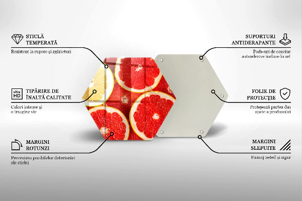 Tocător din sticlă Felii de grapefruit
