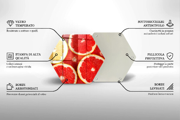 Tocător din sticlă Felii de grapefruit