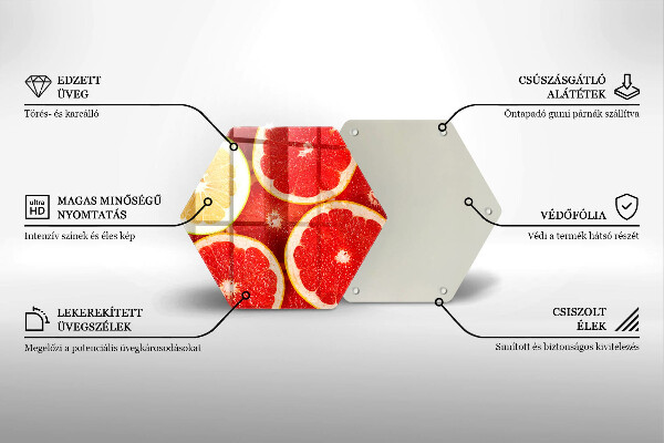 Tocător din sticlă Felii de grapefruit
