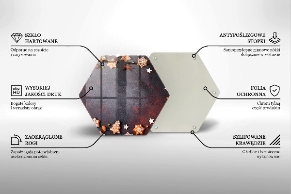 Tocător din sticlă Crăciun turtă dulce