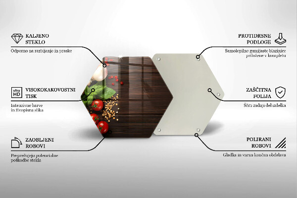 Tocător din sticlă Legume pe masă