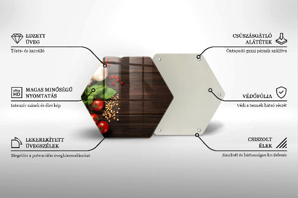 Tocător din sticlă Legume pe masă