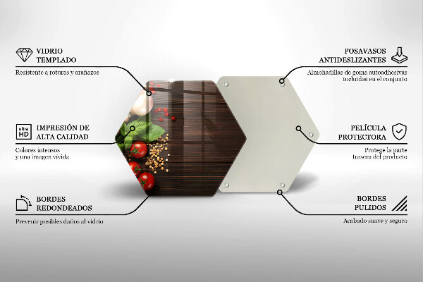 Tocător din sticlă Legume pe masă