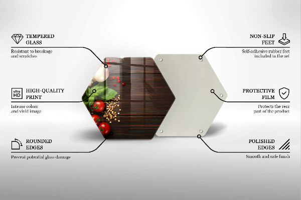 Tocător din sticlă Legume pe masă