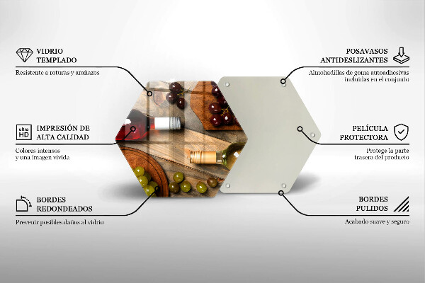 Tocător din sticlă Sticle de vin și struguri