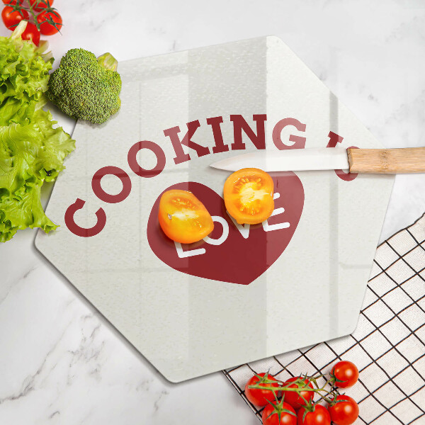 Tocător din sticlă Cooking is love