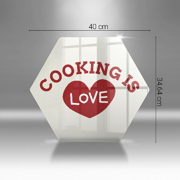Tocător din sticlă Cooking is love