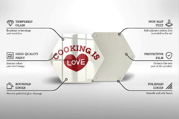 Tocător din sticlă Cooking is love
