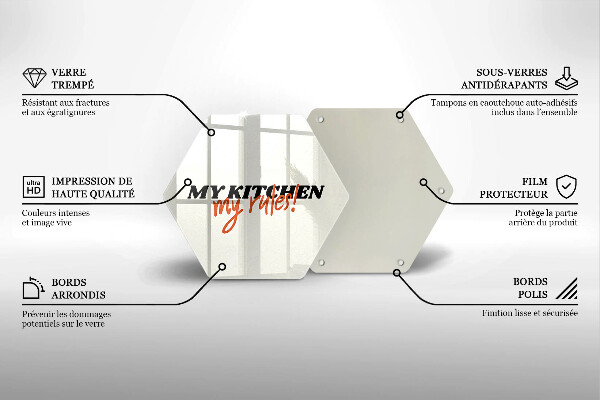 Tocător din sticlă Inscripția My kitchen my rules