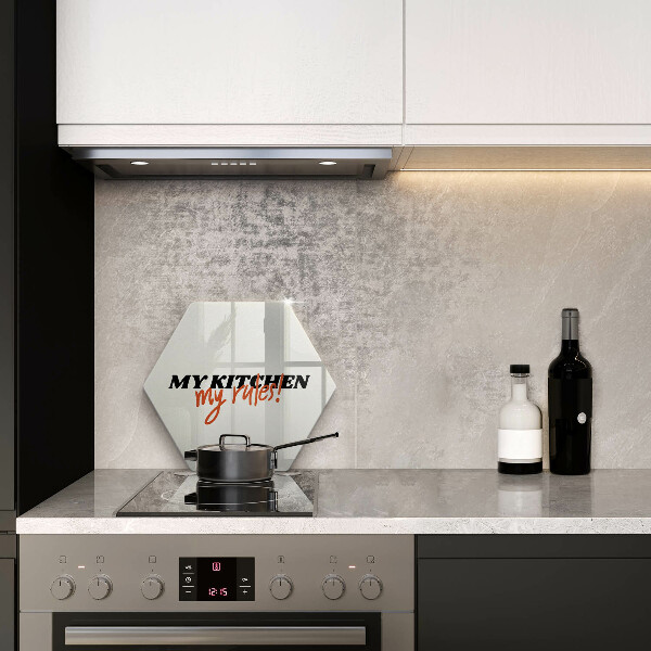 Tocător din sticlă Inscripția My kitchen my rules
