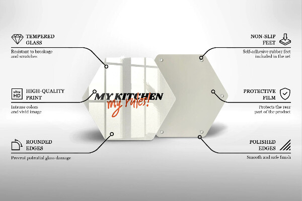 Tocător din sticlă Inscripția My kitchen my rules