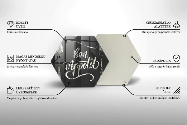 Tocător din sticlă Inscripție Bon appetit