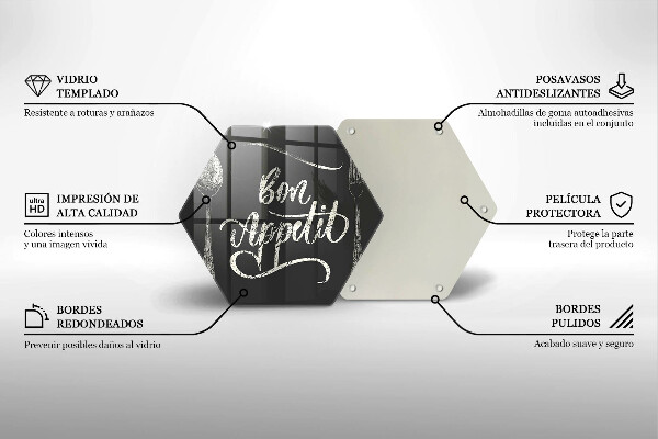 Tocător din sticlă Inscripție Bon appetit