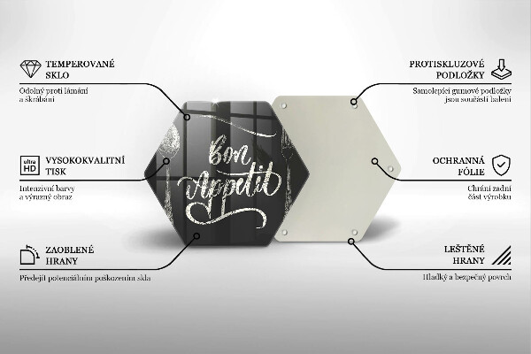 Tocător din sticlă Inscripție Bon appetit